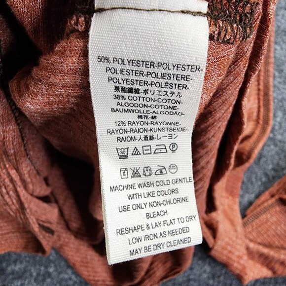 We The Free/Free People Rust Brown Oversized Waffle Knit Open Neck Top XS - Picture 7 of 12